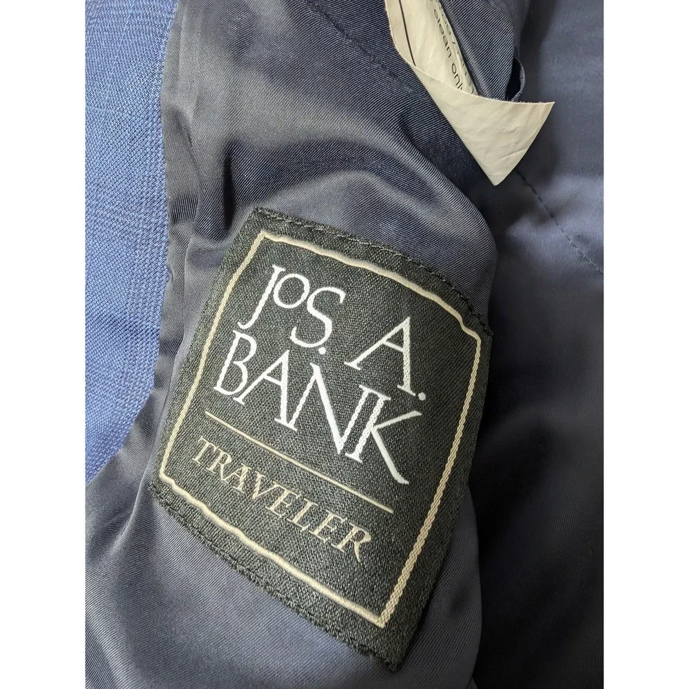 Jos.‎ A. Bank Traveler Blazer Mens 44L Blue Glen Plaid 100% Wool 2-Button Jacket